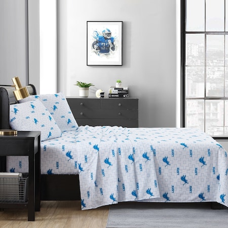 Logo Brands Detroit Lions Scatter Bedding Sheet Set Queen 611-BSSQ-B3